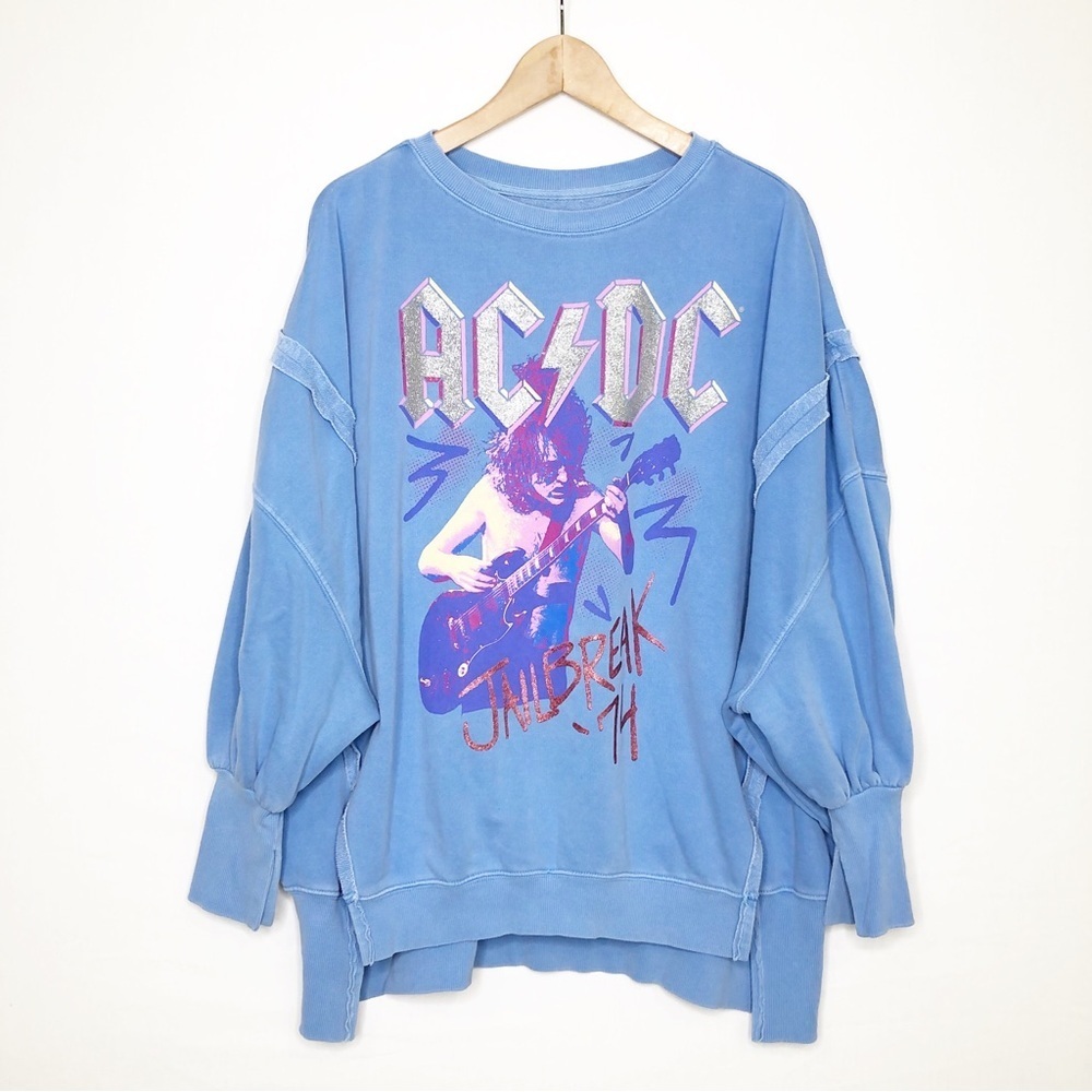 AC/DC Blue Graphic Pullover Sweatshirt